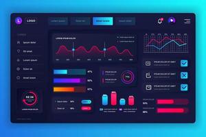 Admin panel neumorphic dashboard UI kit vector