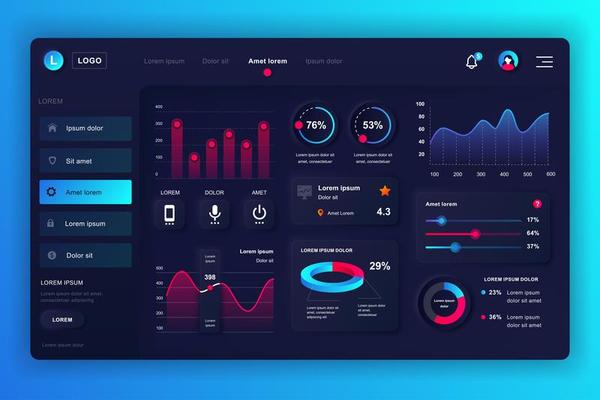 Admin panel neumorphic dashboard UI kit