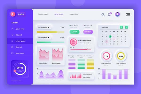 Admin panel neumorphic dashboard UI kit