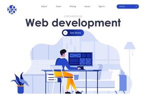 Web development flat landing page vector