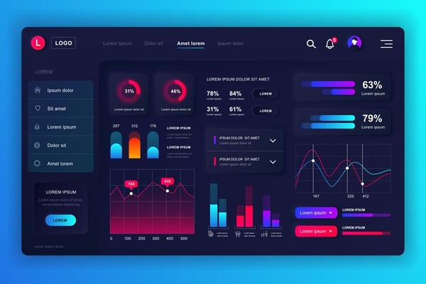 Admin panel neumorphic dashboard UI kit