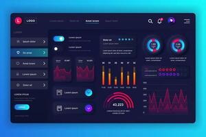 Admin panel neumorphic dashboard UI kit vector