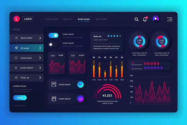Admin panel neumorphic dashboard UI kit