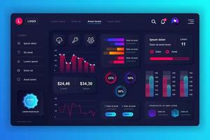 Admin panel neumorphic dashboard UI kit vector