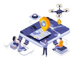 GPS navigation isometric design vector