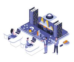 Data analysis isometric design vector