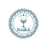 Happy Hanukkah round frame design vector