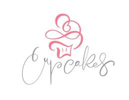 Cupcakes calligraphic text design vector