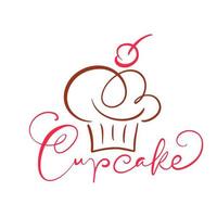 diseño de texto caligráfico de cupcake vector