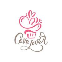 Cake Lover calligraphic text vector