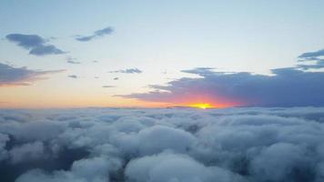 Aerial view of clouds at sunset photo