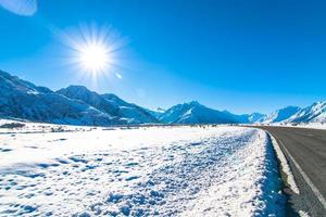 Mountains covered with snow photo