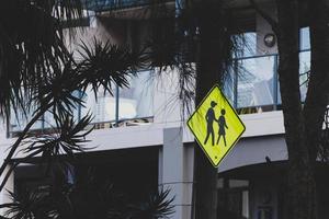 Crosswalk sign in the city photo