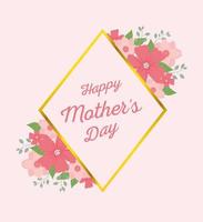 Happy Mother's Day lettering and flowers greeting card vector