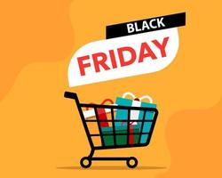 Black Friday banner with shopping cart vector