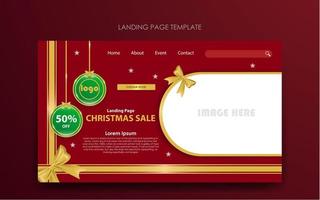 Landing page template Christmas sale with ribbon vector