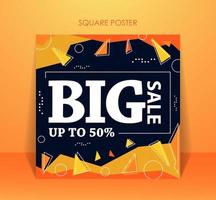 Square geometric shape big sale poster vector