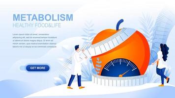 Metabolism flat landing page with header vector