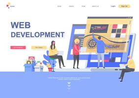 Web development flat landing page template vector