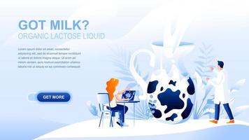 página de inicio plana de leche orgánica con encabezado vector