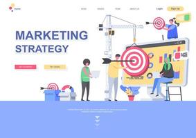 Marketing strategy flat landing page template vector