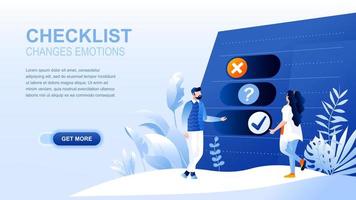 Checklist flat landing page with header vector