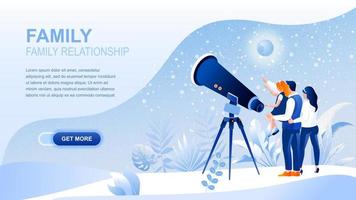 Family relationship flat landing page with header vector