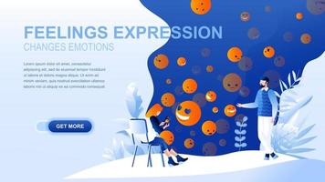 Feelings flat landing page with header vector