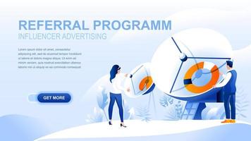 Referral program flat landing page with header vector