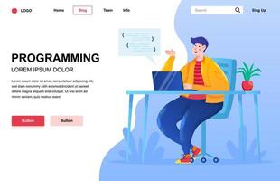 Programming flat landing page composition vector