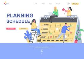 Planning schedule landing page template vector