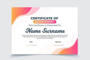 Abstract gradient wave certificate of appreciation template vector