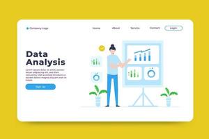 Data analysis landing page template vector
