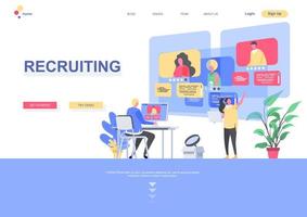 Recruiting flat landing page template vector