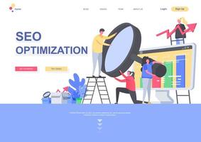 SEO optimization flat landing page template vector