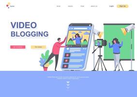 Video blogging flat landing page template