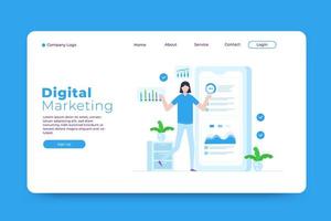 Digital marketing landing page template vector