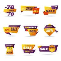 conjunto de insignias de venta minorista o pegatinas de compras vector