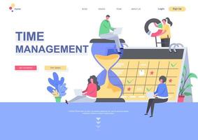 Time management landing page template vector