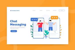 Chat messaging landing page template vector