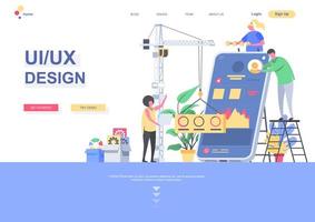 UI UX design flat landing page template vector