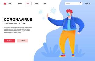 composición de la página de destino plana del coronavirus vector