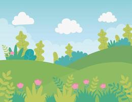 Meadow and mountains landscape background vector