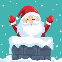 Santa Claus in chimney on Christmas night vector