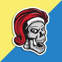 Skull with santa claus hat vector