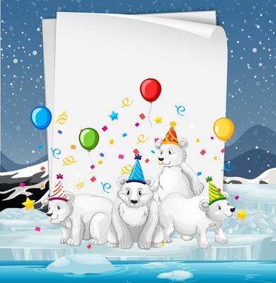 Paper template with cute animals in party theme