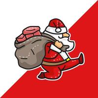 Santa claus running with a sack vector