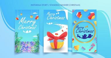 Social media vertical colorful Christmas banners vector