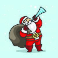 Santa standing playing Trumpet vector