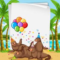 Paper template with cute animals in party theme vector